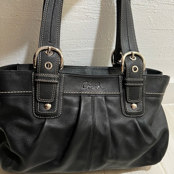 COACH Black Soho Pleated Shoulder Bag with Silver hardware F13732 - Picture 2 of 9